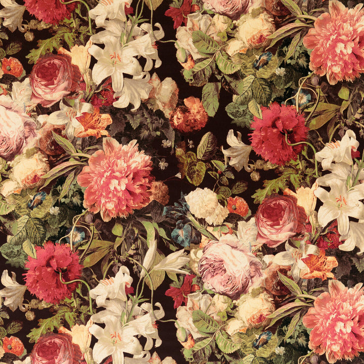 Floral Pompadour Velvet Red/Plum by Mulberry Designer Fabric MODERN COUNTRY VELVETS COTTON - 88%;POLYESTER - 12% Austria HEAVY Horizontal: 52.796 and Vertical: 33.096 52.796 - Swanky Fabrics -