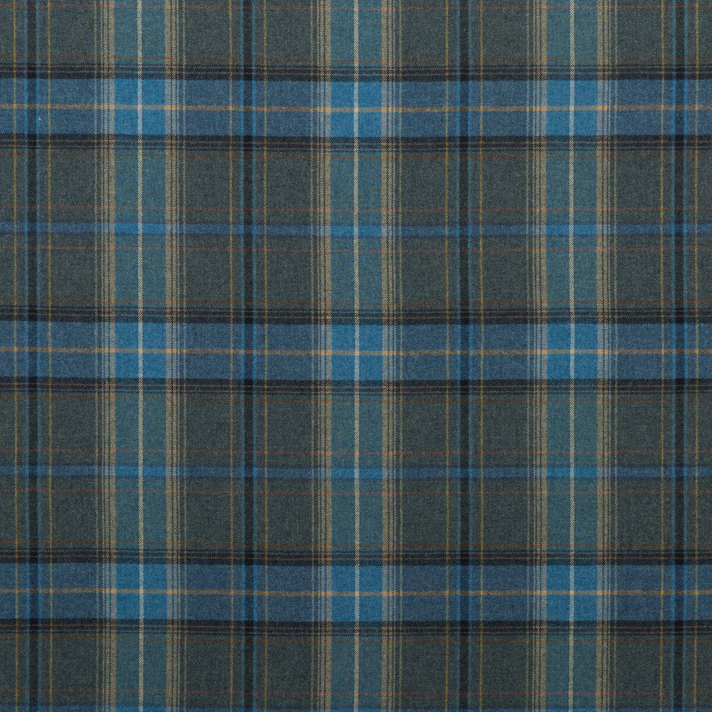 Shetland Plaid Blue by Mulberry Designer Fabric BOHEMIAN ROMANCE WOOL - 100% United Kingdom LIGHT Horizontal: and Vertical: 13.79 59.1 - Swanky Fabrics -