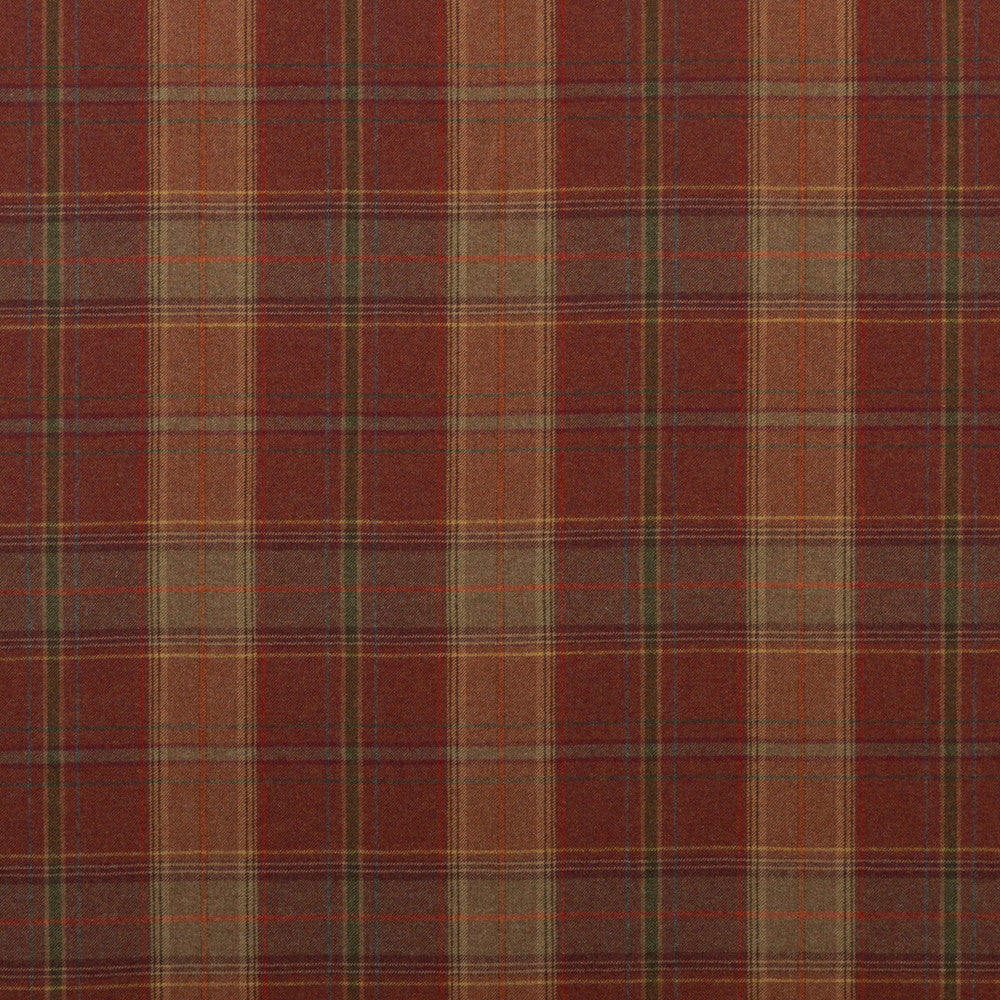 Shetland Plaid Russet by Mulberry Designer Fabric BOHEMIAN ROMANCE WOOL - 100% United Kingdom LIGHT Horizontal: and Vertical: 13.79 59.1 - Swanky Fabrics -