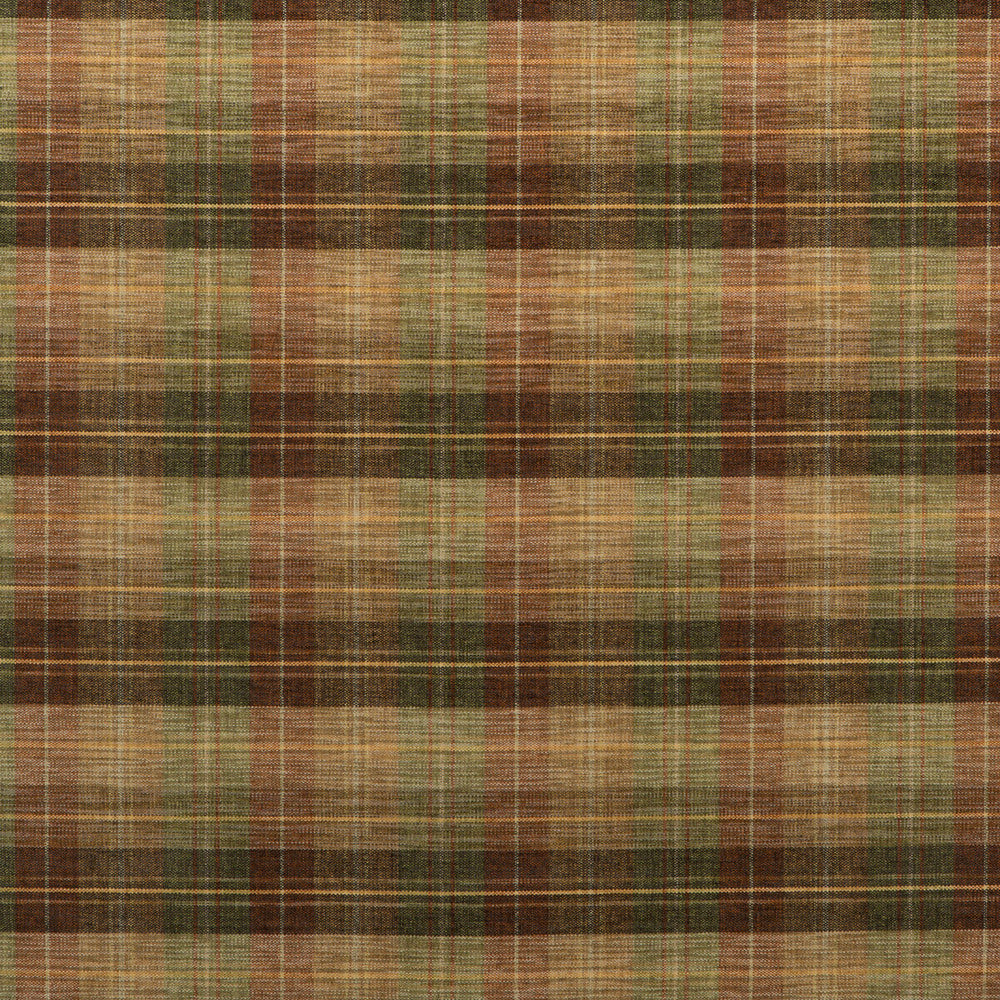 Clan Chenille Burnt Orange/Green/Nutmeg by Mulberry Designer Fabric LIVING LEGENDS VISCOSE - 67%;COTTON - 27%;POLYAMIDE - 6% Italy HEAVY Horizontal: 9.259 and Vertical: 9.456 53.978 - Swanky Fabrics -
