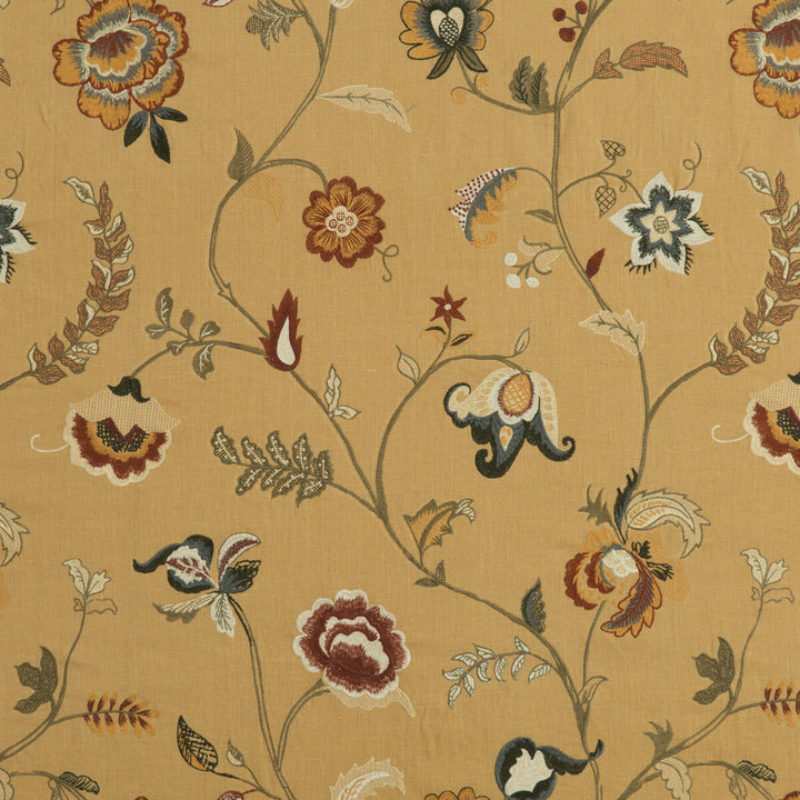 Elidora Spice by Mulberry Designer Fabric BOHEMIAN ROMANCE LINEN - 63%;POLYESTER - 37% India Horizontal: 25.216 and Vertical: 30.732 50.432 - Swanky Fabrics -