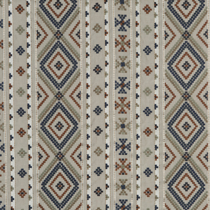 Shaftesbury Blue/Lovat by Mulberry Designer Fabric BOHEMIAN ROMANCE LINEN - 53%;POLYESTER - 28%;VISCOSE - 19% India - Horizontal: 25.61 and Vertical: 12.214 51.22 - Swanky Fabrics -