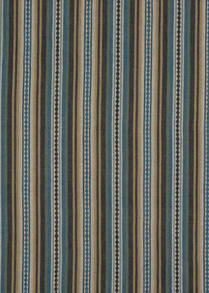 Dalton Stripe Indigo/Teal by Mulberry Designer Fabric BOHEMIAN TRAVELS COTTON - 60%;JUTE - 40% India - Horizontal: 9.062 and Vertical: - 53.978 - Swanky Fabrics -