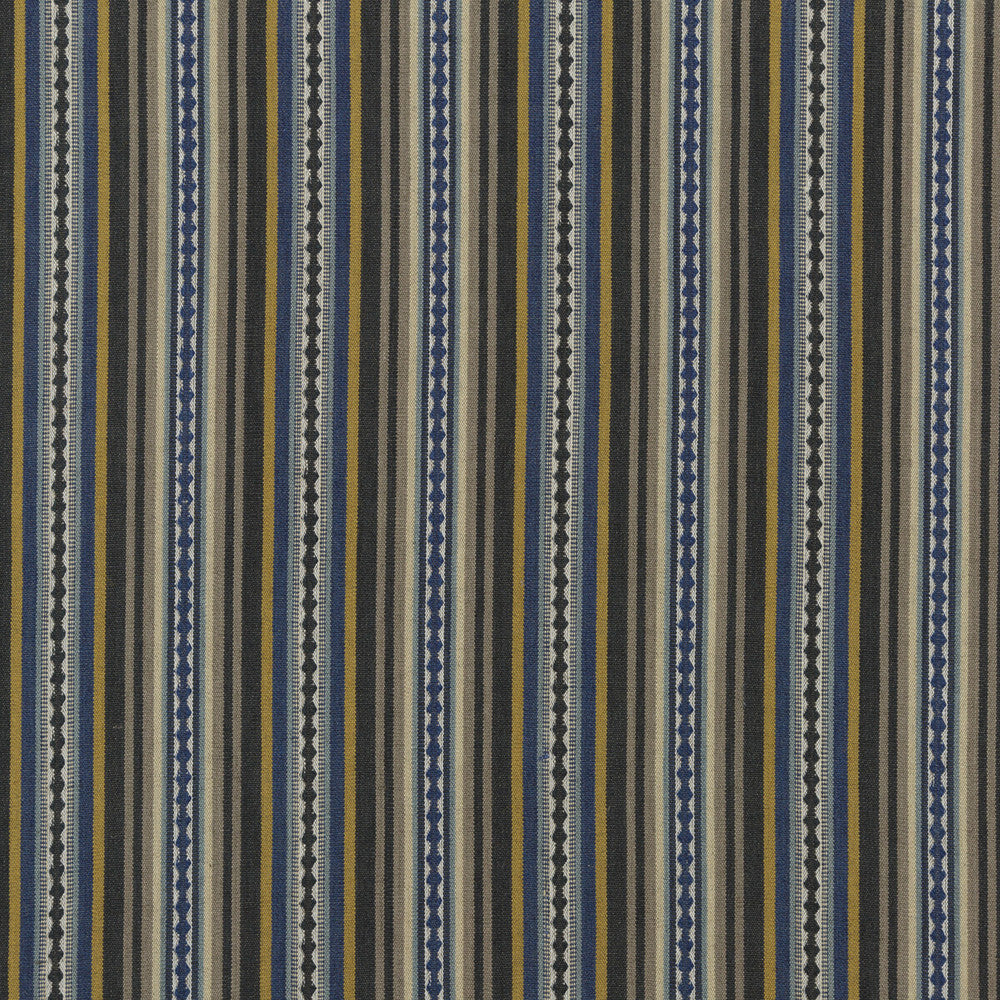Dalton Stripe Indigo/Ochre by Mulberry Designer Fabric FESTIVAL COTTON - 60%;JUTE - 40% India Horizontal: 9.062 and Vertical: 53.978 - Swanky Fabrics -
