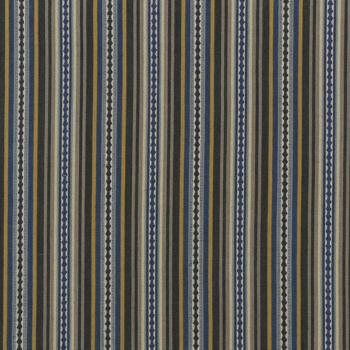 Dalton Stripe Indigo/Ochre by Mulberry Designer Fabric FESTIVAL COTTON - 60%;JUTE - 40% India Horizontal: 9.062 and Vertical: 53.978 - Swanky Fabrics -