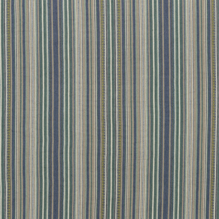 Tapton Stripe Teal/Indigo by Mulberry Designer Fabric FESTIVAL COTTON - 53%;JUTE - 47% India Horizontal: 17.73 and Vertical: 53.978 - Swanky Fabrics -