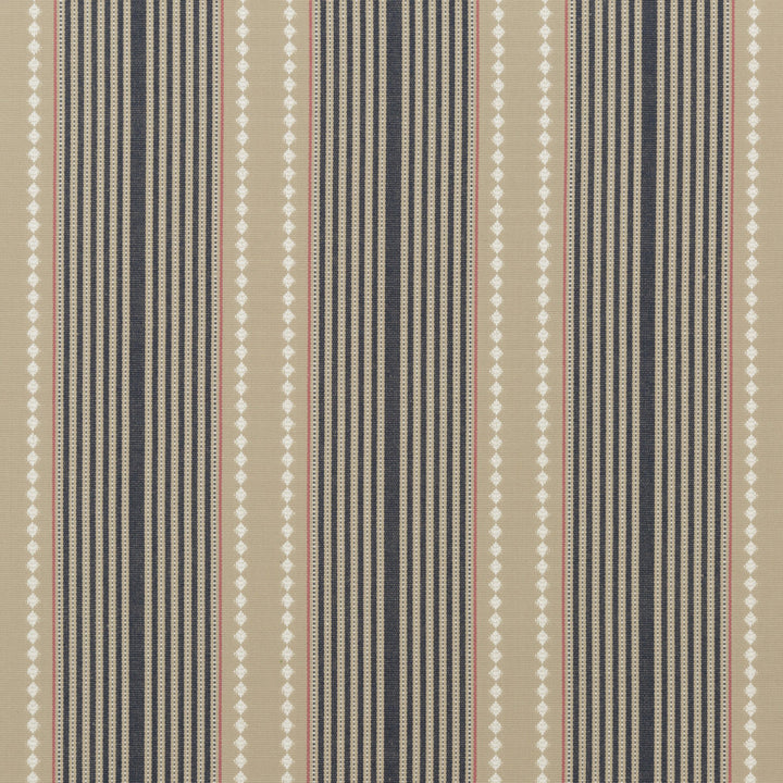 Brighton Stripe Indigo/Linen by Mulberry Designer Fabric FESTIVAL COTTON - 100% India HEAVY Horizontal: 10.638 and Vertical: 0.788 53.19 - Swanky Fabrics -