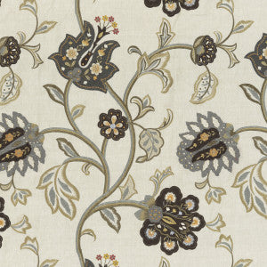 Floral Fantasy Woodsmoke by Mulberry Designer Fabric