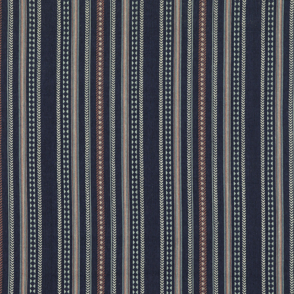 Racing Stripe Indigo by Mulberry Designer Fabric MULBERRY STRIPES II COTTON - 68%;JUTE - 32% India Horizontal: 13.199 and Vertical: 52.796 - Swanky Fabrics -