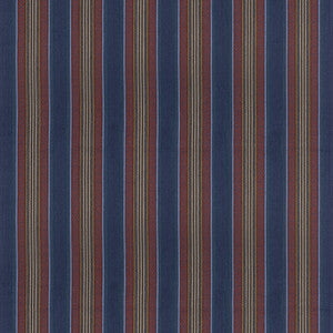 Westerly Stripe Indigo/Red by Mulberry Designer Fabric