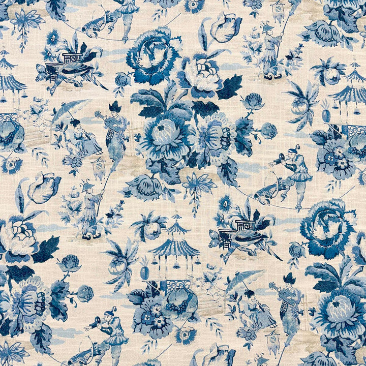 Festival Bluechina by Magnolia Designer Fabric - 75% Cotton, 25% Linen Pakistan 15,000 WYZ Horizontal: 13.5 and Vertical: 25.25 54 - Swanky Fabrics -