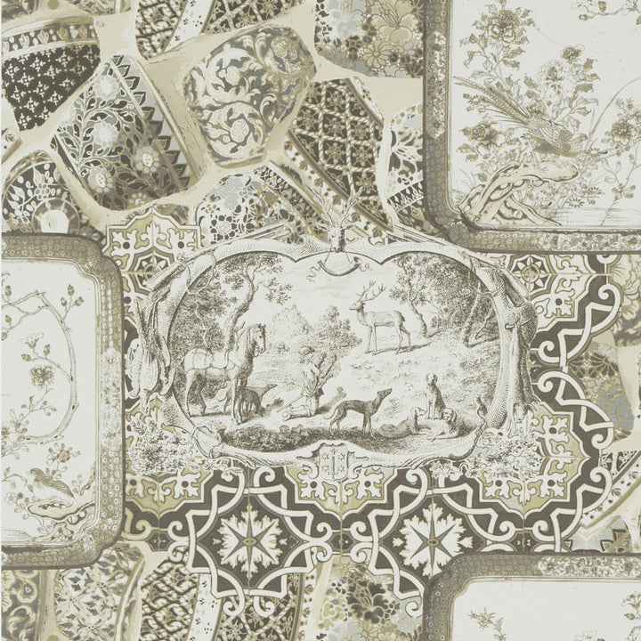 Mulberry China Silver/Taupe by Mulberry Designer Wallcovering BOHEMIAN ROMANCE PAPER - 100% United Kingdom Horizontal: and Vertical: 26.989 26.989 - Swanky Fabrics -