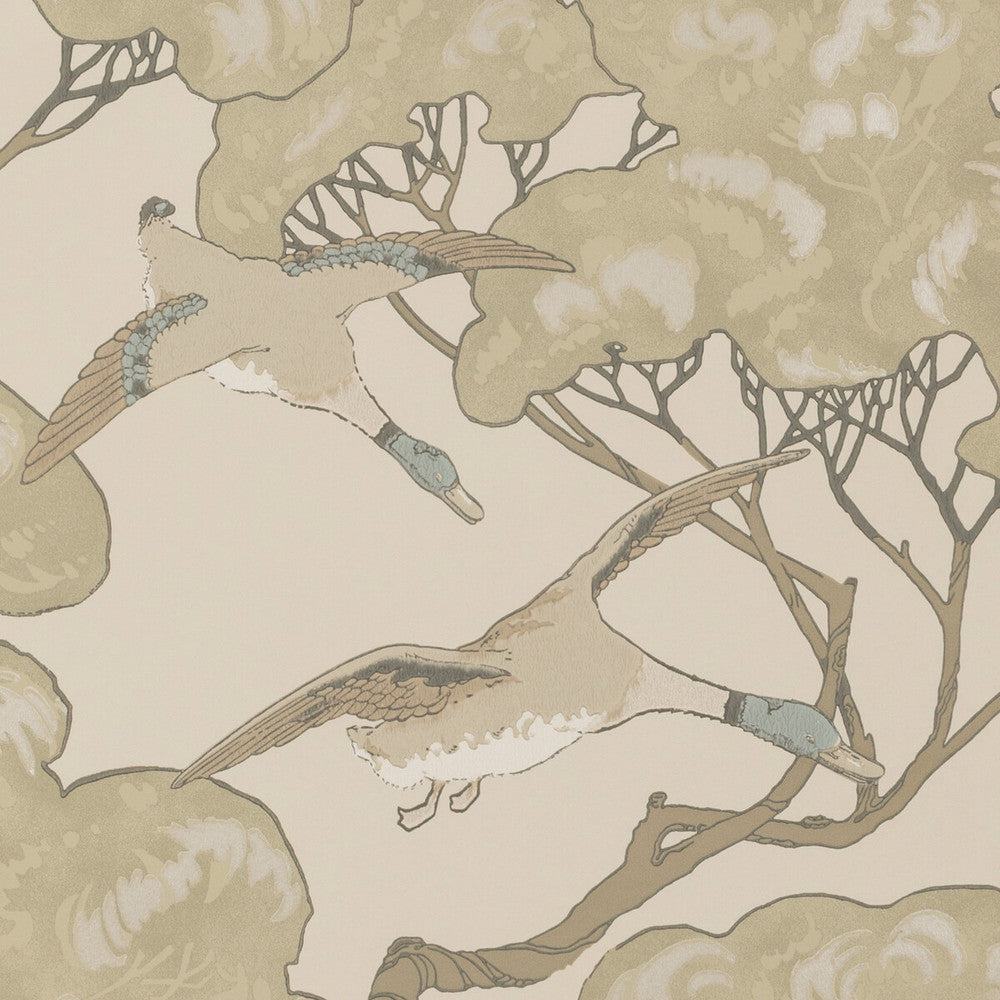 Flying Ducks Silver/Taupe by Mulberry Wallcovering Mulberry Wallcovering Flying Ducks Silver/TaupeWallcovering MODERN COUNTRY NON WOVEN - 100% United Kingdom </p><p>Repeat: H: 20.488, V: 20.882 20.488 - Fabric Carolina -