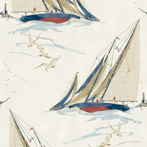 Round The Island Red/Blue by Mulberry Designer Wallcovering