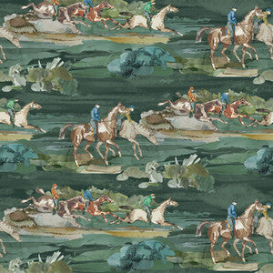 Morning Gallop Teal by Mulberry Designer Wallcovering