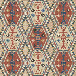 Buckland Red/Blue by Mulberry Designer Wallcovering