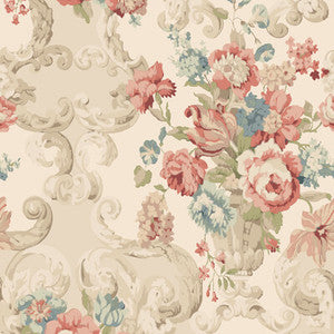 Floral Rococo Red/Green by Mulberry Designer Wallcovering