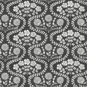 Folksy Floral Black & White Wallpaper by York Wallcoverings Designer