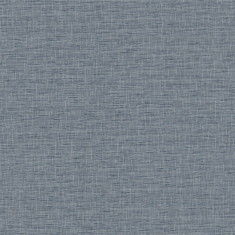 Silk Linen Weave Navy Wallpaper by York Wallcoverings Designer Simply Farmhouse Covers about 56.4 square feet 20.5-in by 33-ft long roll Unpasted 20.5 - Swanky Fabrics -