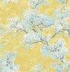 Cherry Blossoms Gold, White, and Sky Blue FI71103 by Seabrook Designs Designer Wallpaper
