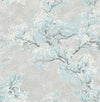 Cherry Blossoms Metallic Silver and Sky Blue FI71108 by Seabrook Designs Designer Wallpaper