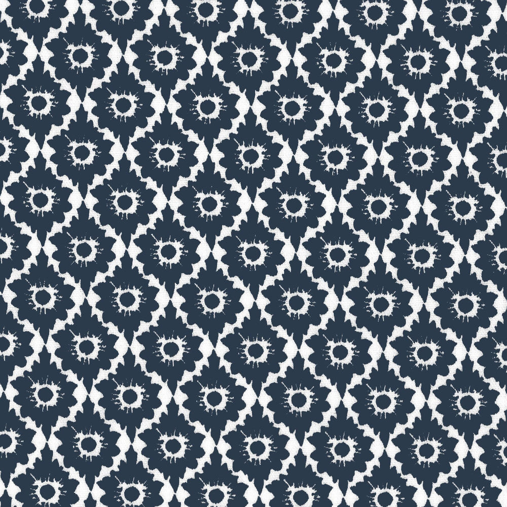 Flurry 3 Navy by Aoc Designer Fabric LA BELLA VITA 50%COT 50%LIN USA CATB 117-2013 Horizontal: 1.5 and Vertical: 2 54 in - Swanky Fabrics -