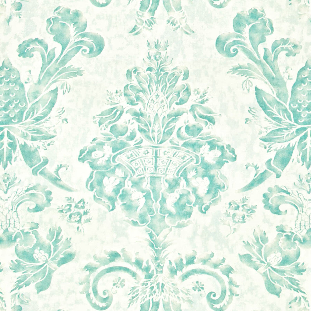 Fortuna 1 Mist by Stout Designer Fabric COMFORTABLE LIVING TURQUOISE/LAGOON 65%LIN 35%COT ENGLAND FLAME RETARDANT-U.F.A.C. CLASS 1 Horizontal: 27 and Vertical: 27 54 in - Swanky Fabrics -
