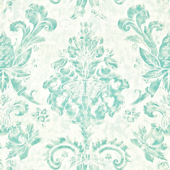 Fortuna 1 Mist by Stout Designer Fabric COMFORTABLE LIVING TURQUOISE/LAGOON 65%LIN 35%COT ENGLAND FLAME RETARDANT-U.F.A.C. CLASS 1 Horizontal: 27 and Vertical: 27 54 in - Swanky Fabrics -
