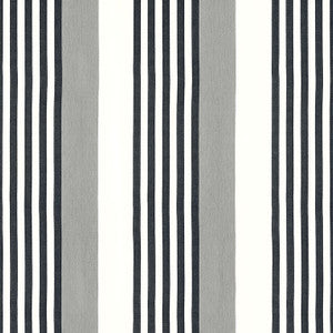 Riviera Stripe Sterling and Charcoal FWW81769 by Thibaut Designer Fabric