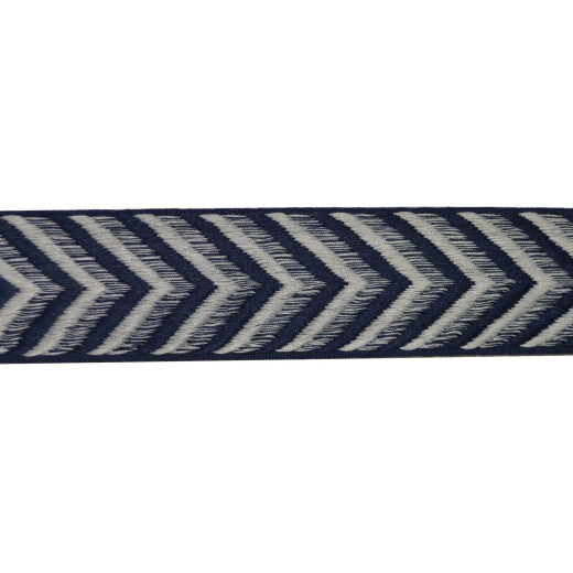 Flounder - Navy by Europatex Designer Fabric Sirenia 50% Viscose / 50% Cotton China See Sample Horizontal: N/A and Vertical: N/A 2.50 inches  - Swanky Fabrics -