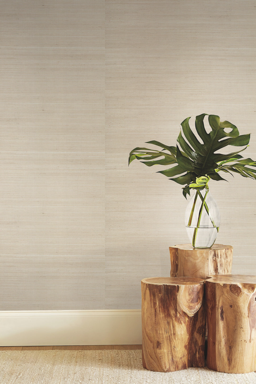 Sisal Grasscloth Silver & Beige Metallic Wallpaper by York Wallcoverings Designer