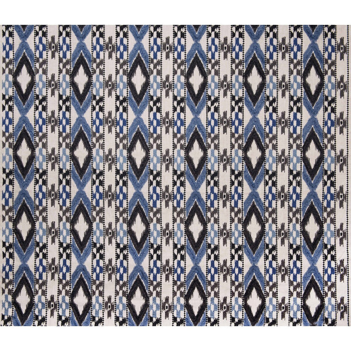 Queen Azul/Black by Gaston Y Daniela Designer Fabric GASTON AFRICALIA COTTON - 46%;VISCOSE - 38%;LINEN - 16% India Horizontal: 8.94 and Vertical: 12.2 53.5 - Swanky Fabrics -