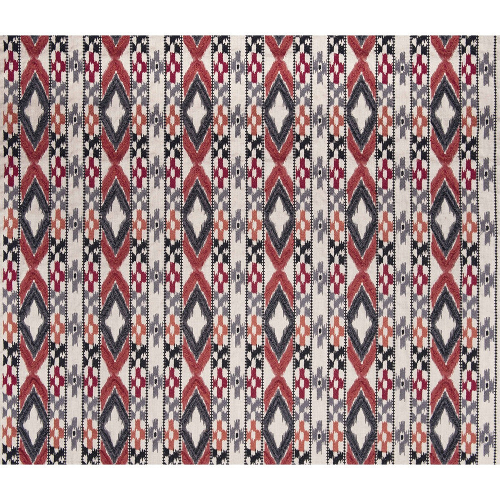 Queen Rojo/Gris by Gaston Y Daniela Designer Fabric GASTON AFRICALIA COTTON - 46%;VISCOSE - 38%;LINEN - 16% India - Horizontal: 8.94 and Vertical: 12.2 53.5 - Swanky Fabrics -