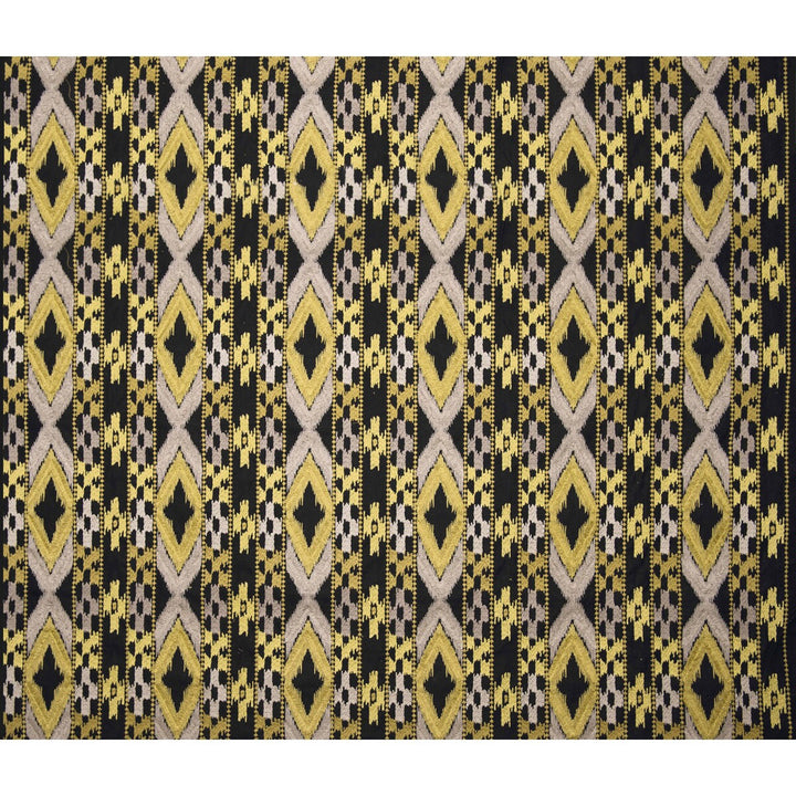 Queen Blk/Amarillo by Gaston Y Daniela Designer Fabric GASTON AFRICALIA COTTON - 46%;VISCOSE - 38%;LINEN - 16% India Horizontal: 8.94 and Vertical: 12.2 53.5 - Swanky Fabrics -