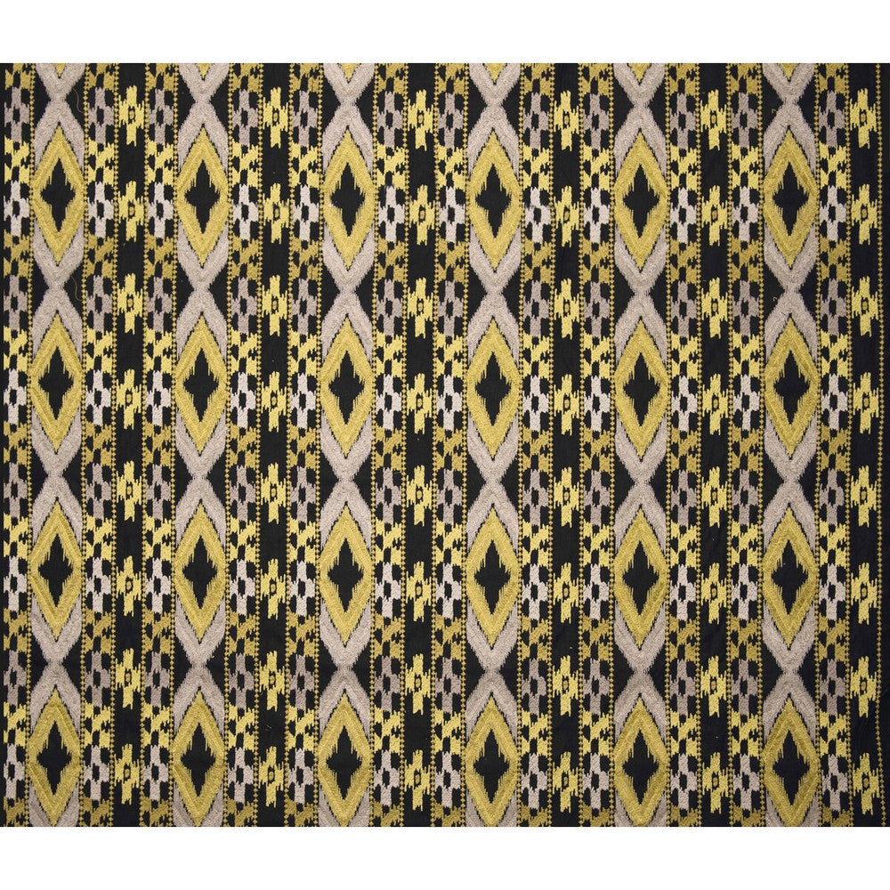 Queen Blk/Amarillo by Gaston Y Daniela Designer Fabric GASTON AFRICALIA COTTON - 46%;VISCOSE - 38%;LINEN - 16% India Horizontal: 8.94 and Vertical: 12.2 53.5 - Swanky Fabrics -