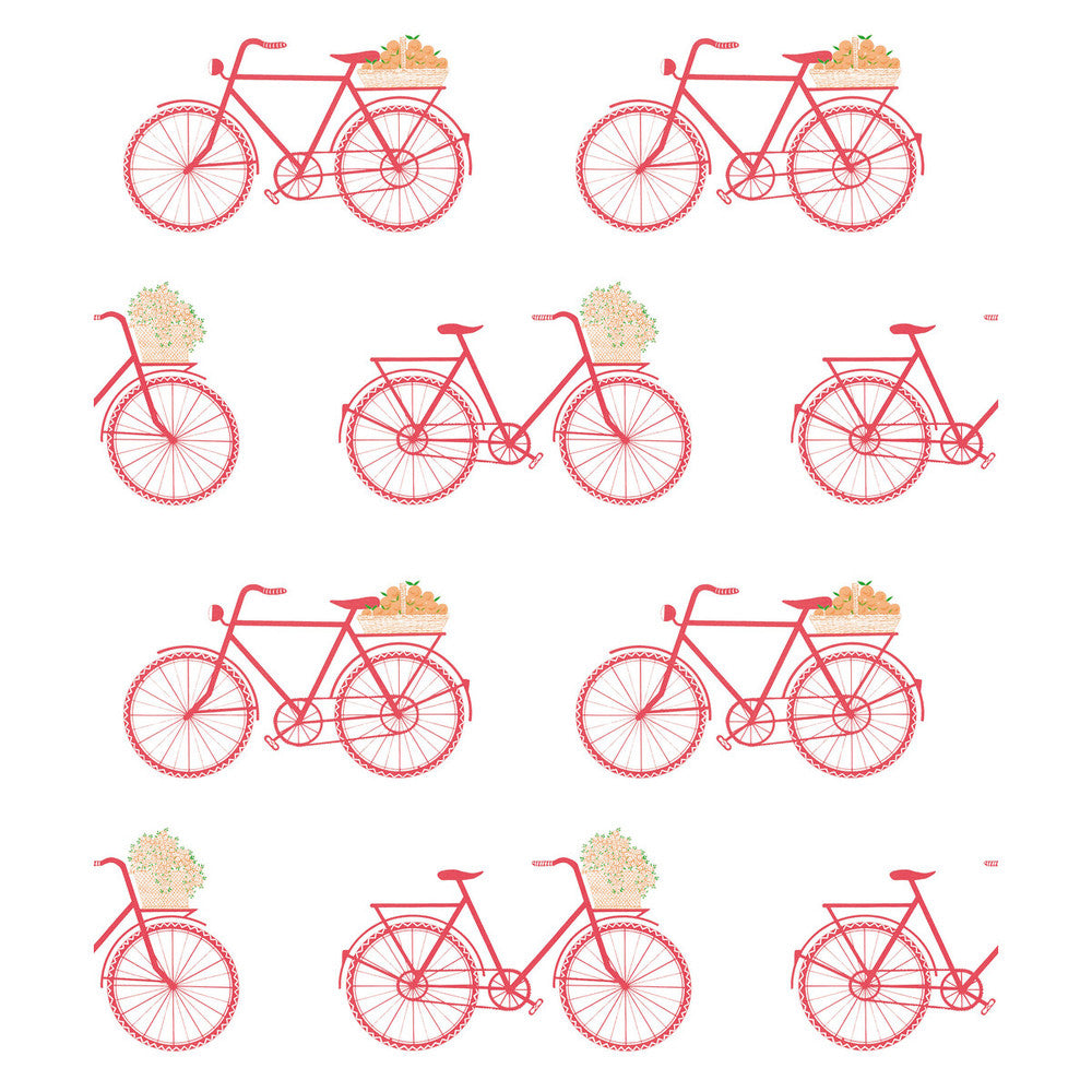 Bicicletas Rosa by Gaston Y Daniela Designer Wallcovering GASTON LIBRERIA PAPER - 100% Spain Horizontal: 0 and Vertical: 12.6 20.8 - Swanky Fabrics -