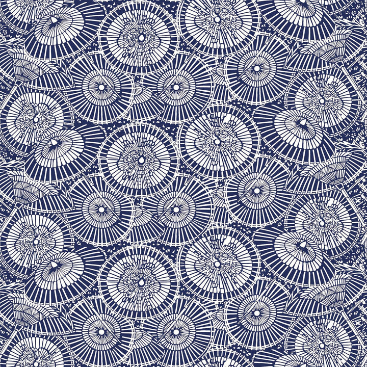 Sombrillas Navy by Gaston Y Daniela Designer Wallcovering GASTON LIBRERIA PAPER - 100% Spain Horizontal: 0 and Vertical: 6.8 20.8 - Swanky Fabrics -