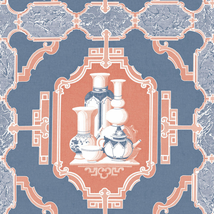Porcelanas Azul/Rojo by Gaston Y Daniela Wallcovering Gaston Y Daniela Wallcovering Porcelanas Azul/RojoWallcovering GASTON LIBRERIA PAPER - 100% Spain </p><p>Repeat: H: 0, V: 10.4 20.8 - Fabric Carolina -