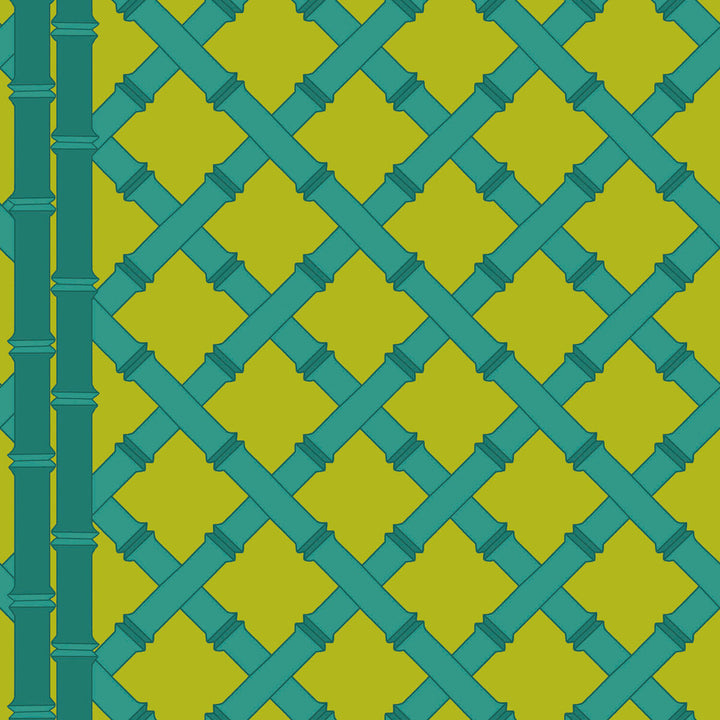 Trellis Lima/Esmeralda by Gaston Y Daniela Designer Wallcovering GASTON LIBRERIA PAPER - 100% Spain Horizontal: 0 and Vertical: 10.4 20.8 - Swanky Fabrics -