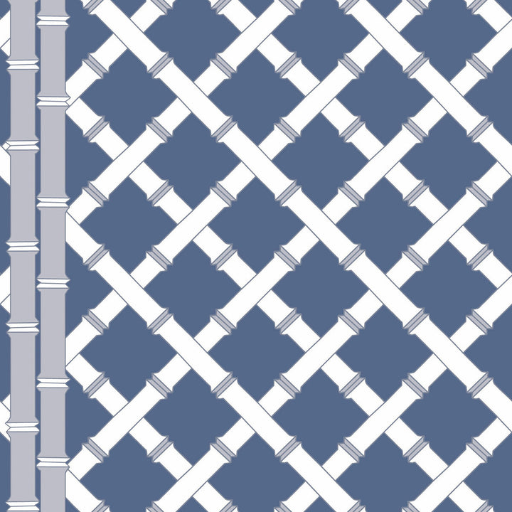 Trellis Azul/Blanco by Gaston Y Daniela Designer Wallcovering GASTON LIBRERIA PAPER - 100% Spain Horizontal: 0 and Vertical: 10.4 20.8 - Swanky Fabrics -
