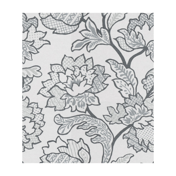 Geo Floral Platinum by Kravet Basics Designer Fabric SARAH RICHARDSON HARMONY COTTON - 100% India MEDIUM Horizontal: 13.5 and Vertical: 16 54 - Swanky Fabrics -