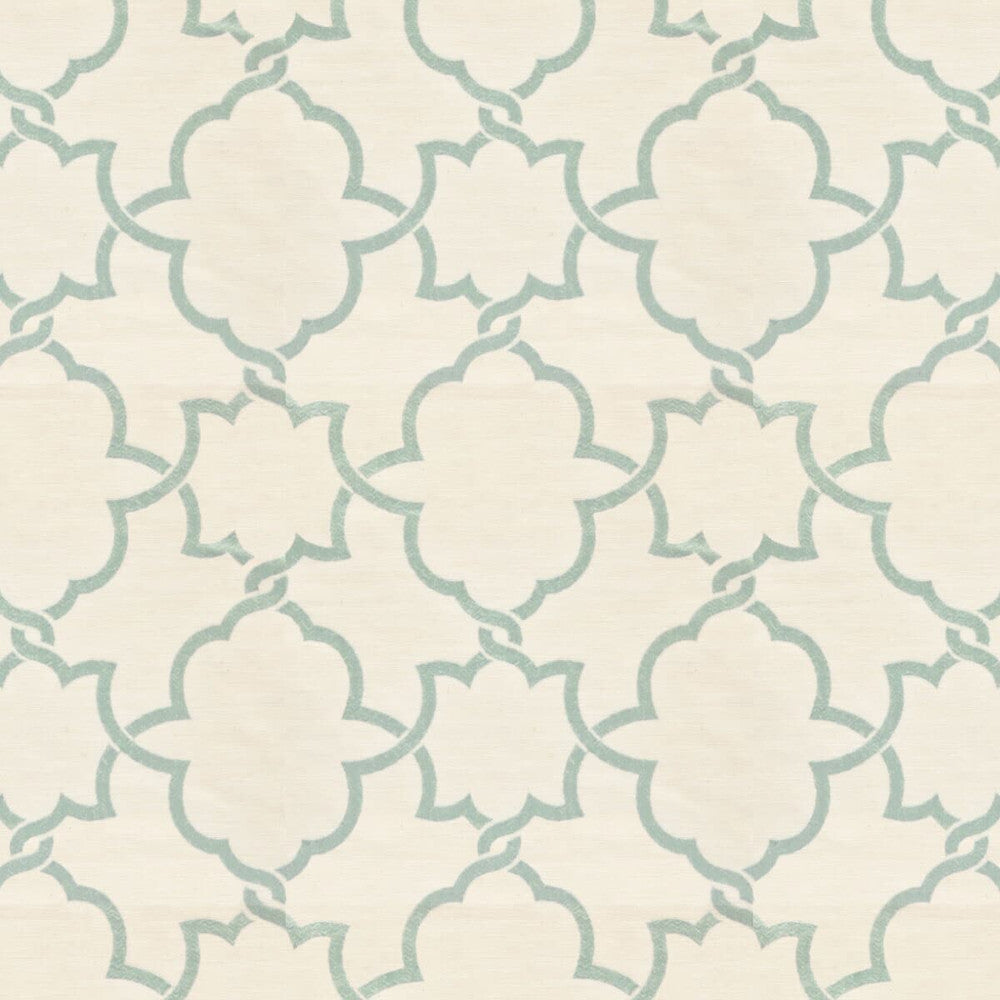 Gerber 2 Aqua by Stout Designer Fabric COLOR MY WINDOW SEAGLASS/GLACIER 86%POL 14%COT %VEMB INDIA FLAME RETARDANT-U.F.A.C. CLASS 1 Horizontal: 11 and Vertical: 12.25 50 in - Swanky Fabrics -