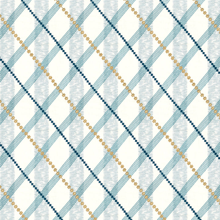 Gleam 1 Blue by Stout Designer Fabric RAINBOW LIBRARY HORIZON/LAKE 60%LIN 40%COT %BEMB INDIA Horizontal: 12.75 and Vertical: 15.75 51 in - Swanky Fabrics -