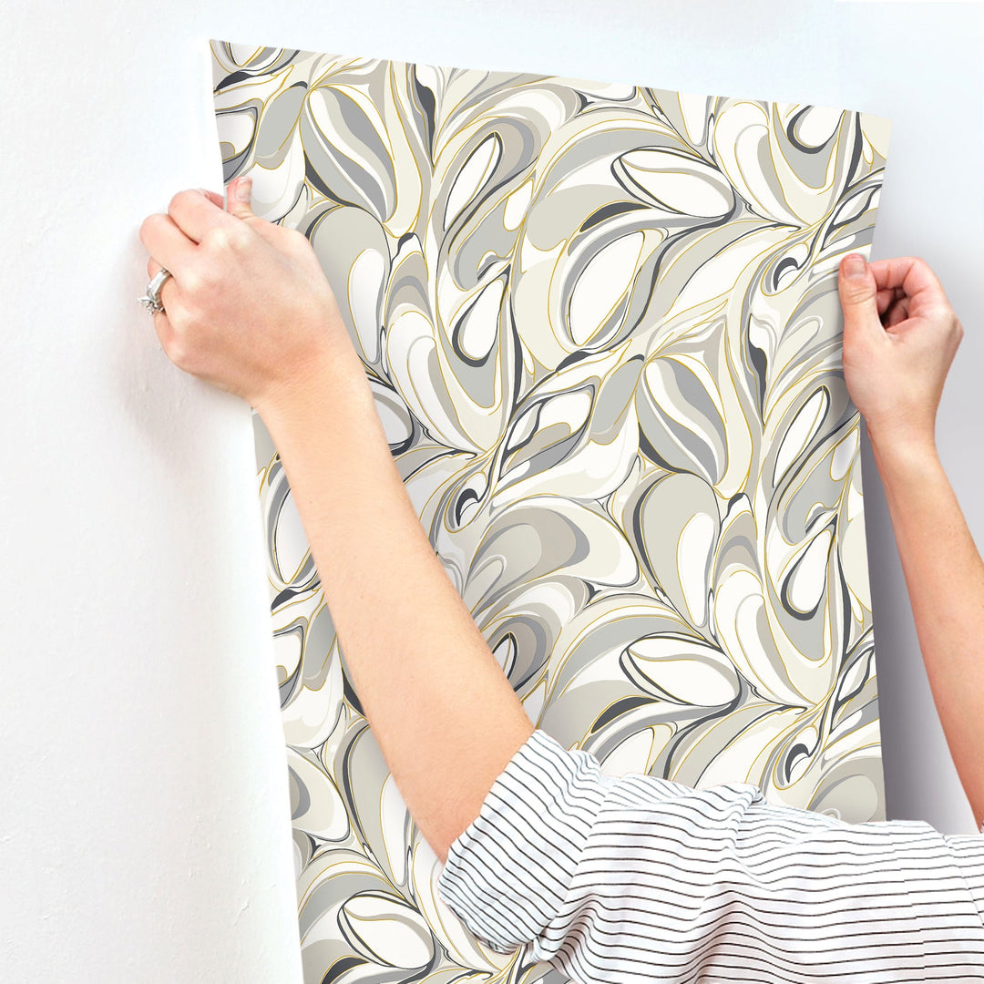 Achate Black & Grey Wallpaper by York Wallcoverings Designer