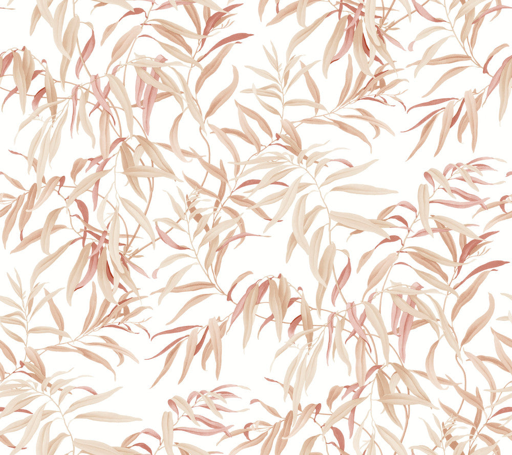 Willow Grove Clay Wallpaper by York Wallcoverings Designer Greenhouse Covers about 60.8 square feet 27-in by 27-ft long roll Prepasted 24 - Swanky Fabrics -