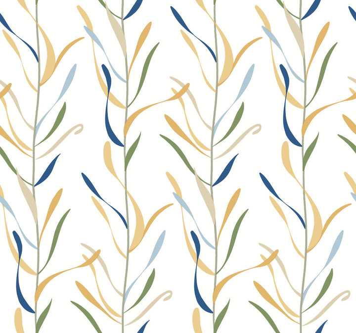 Chloe Vine Ochre Wallpaper by York Wallcoverings Designer Greenhouse Covers about 60.8 square feet 27-in by 27-ft long roll Prepasted 24 - Swanky Fabrics -