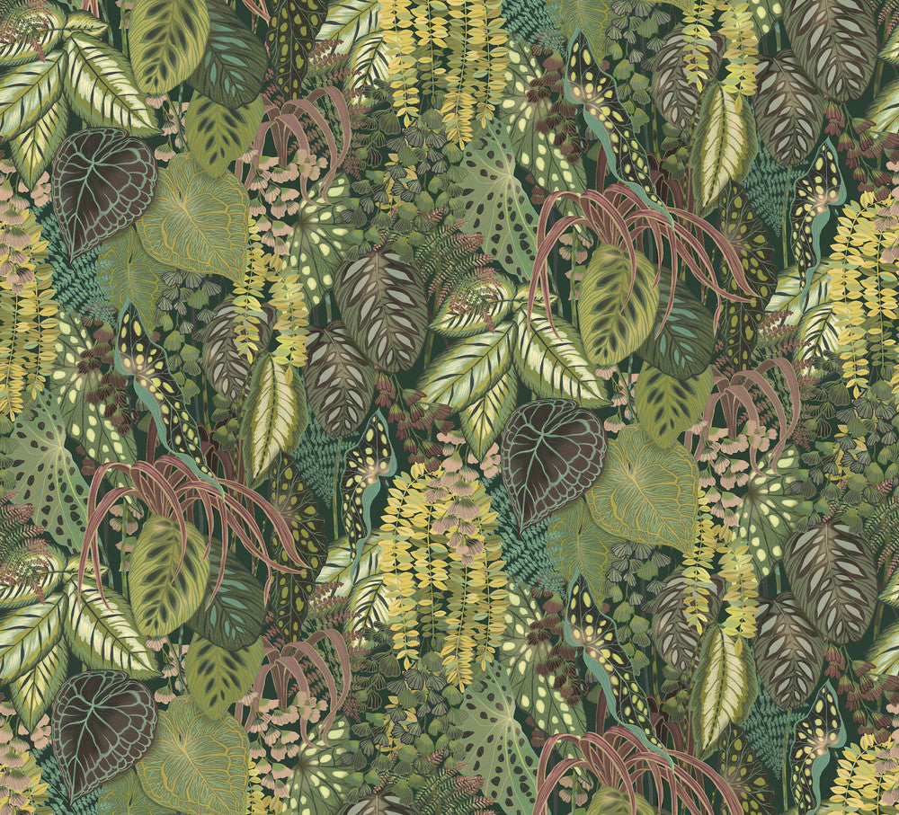 Greenery Jade Wall Mural by York Wallcoverings Designer Greenhouse Covers 5 panels - measures 11.25-ft wide by 10.2-ft tall when assembled 27-in by 10.2-ft long roll Unpasted 0 - Swanky Fabrics -