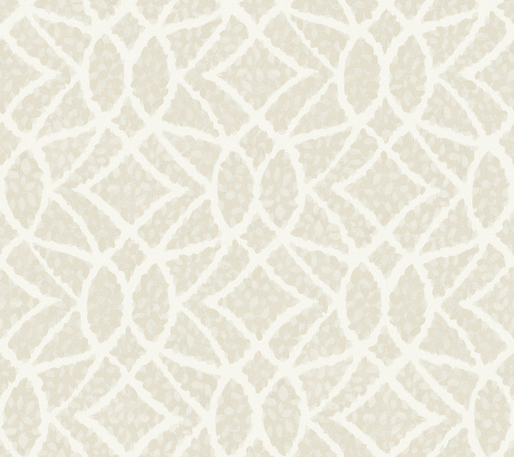 Boxwood Garden Beige Wallpaper by York Wallcoverings Designer Grandmillennial Covers about 60.8 square feet 27-in by 27-ft long roll Prepasted 24 - Swanky Fabrics -