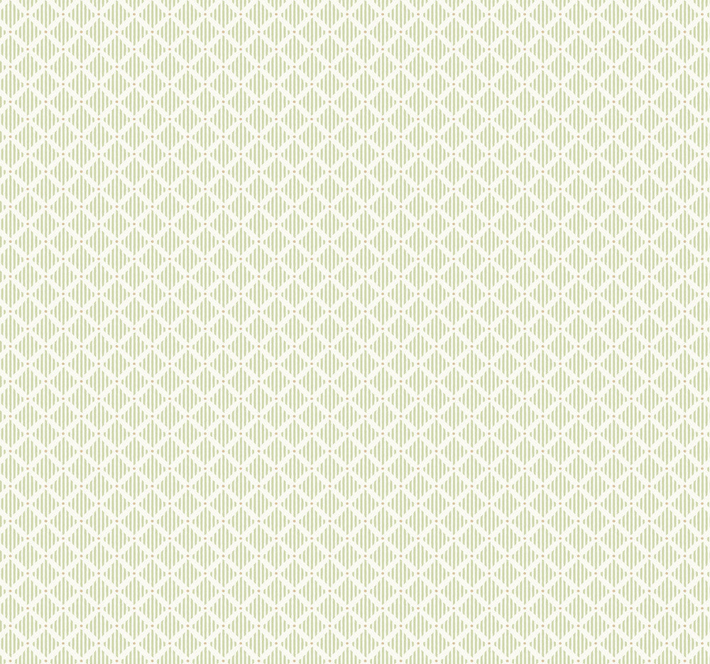 Diamond Gate Green Wallpaper by York Wallcoverings Designer Grandmillennial Covers about 60.8 square feet 27-in by 27-ft long roll Prepasted 25.25 - Swanky Fabrics -