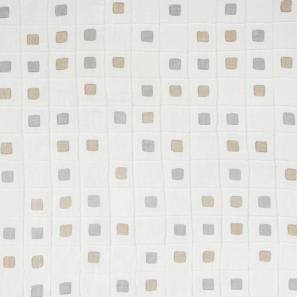 Gridwork Dune by Kravet Basics Designer Fabric JEFFREY ALAN MARKS OCEANVIEW LINEN - 99%;COTTON - 1% India - Horizontal: 12.75 and Vertical: 12.75 50.5 - Swanky Fabrics -